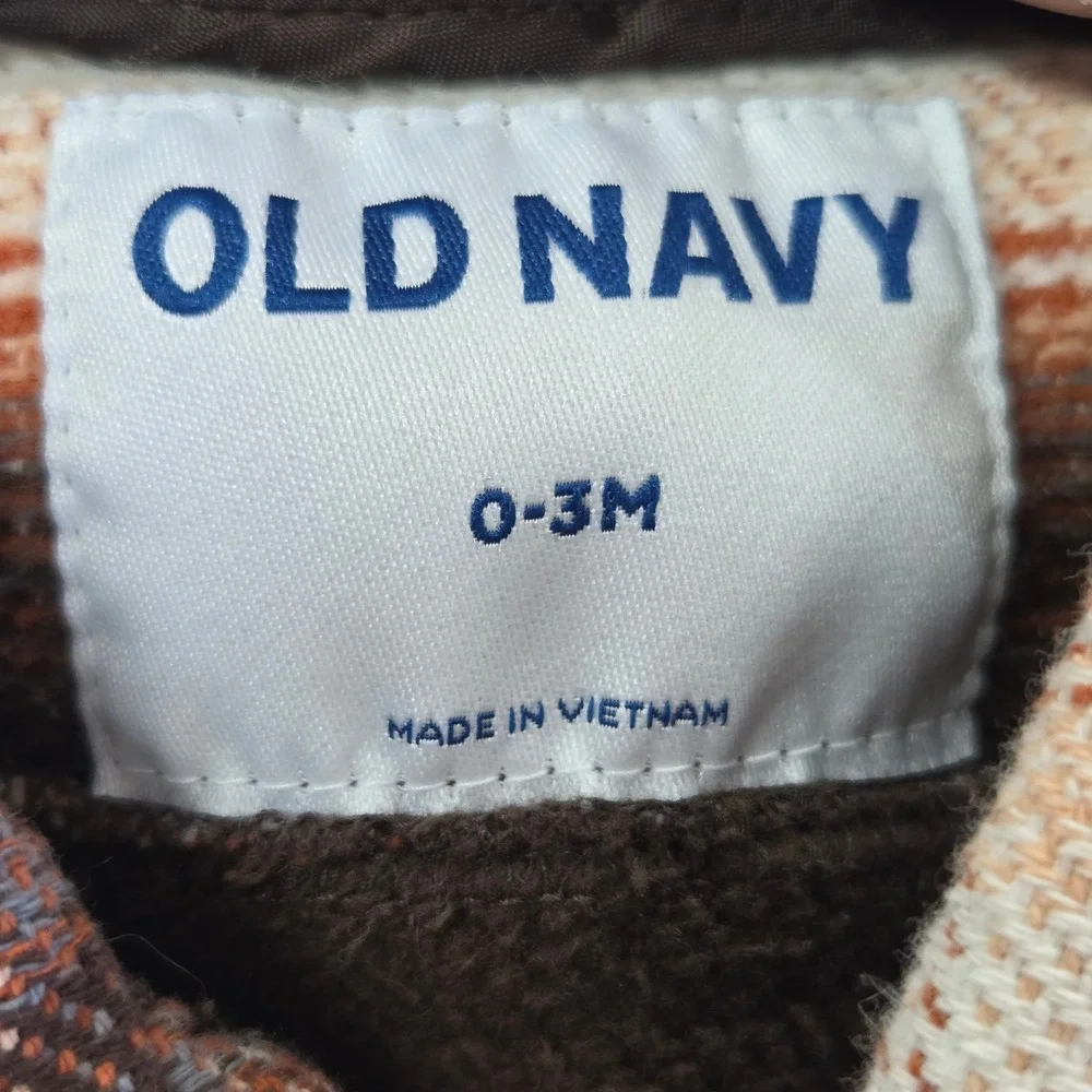 Old Navy‎ Plaid Shacket Kids 0-3 Months Brown Cotton Snap Front Shirt Jacket